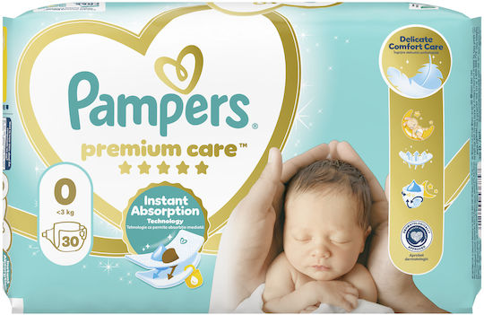 Pampers Scutece cu bandă adezivă Premium Care Nr. 0 pentru 0-3kg 30buc