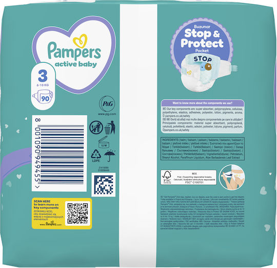 Pampers Tape Diapers Active Baby No. 3 for 6-10kg 90pcs