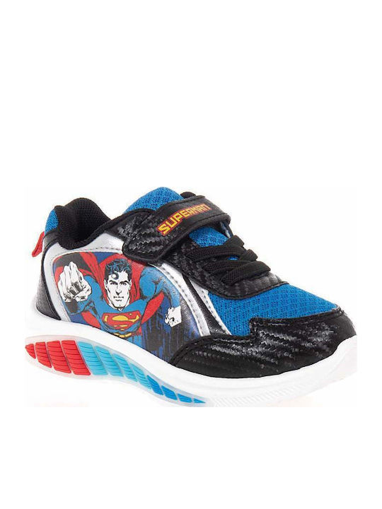 Παιδικά Sneakers Ανατομικά με Σκρατς & Φωτάκια Μαύρα
