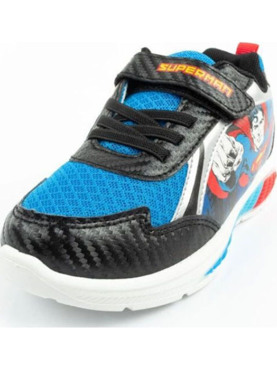 Παιδικά Sneakers Ανατομικά με Σκρατς & Φωτάκια Μαύρα