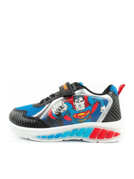 Παιδικά Sneakers Ανατομικά με Σκρατς & Φωτάκια Μαύρα