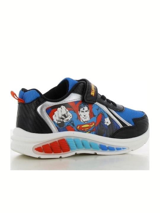 Παιδικά Sneakers Ανατομικά με Σκρατς & Φωτάκια Μαύρα