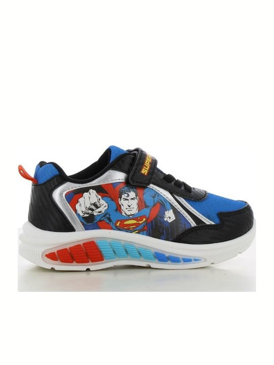 Παιδικά Sneakers Ανατομικά με Σκρατς & Φωτάκια Μαύρα