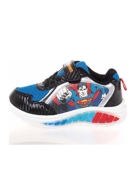 Παιδικά Sneakers Ανατομικά με Σκρατς & Φωτάκια Μαύρα