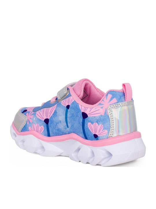Kids Sneakers with Hoop & Loop Closure and Blue Lights
