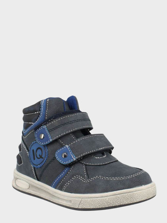 Zinon Leather Kids Boots with Velcro Blue