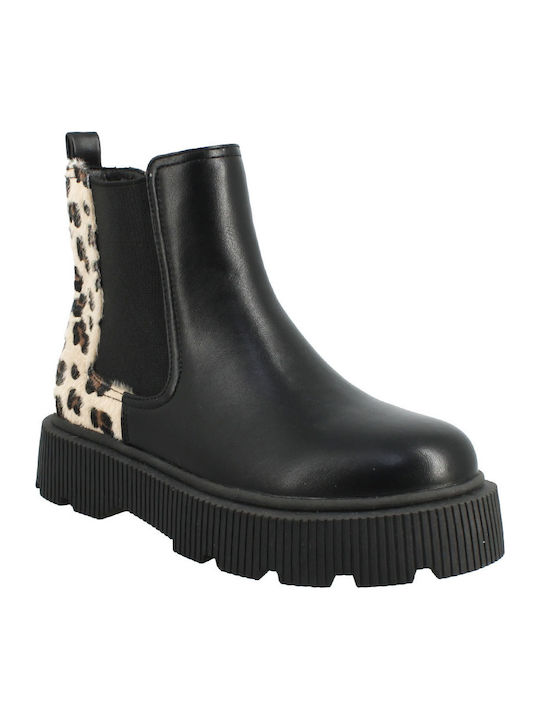 Leather Kids Boots with Zipper Black