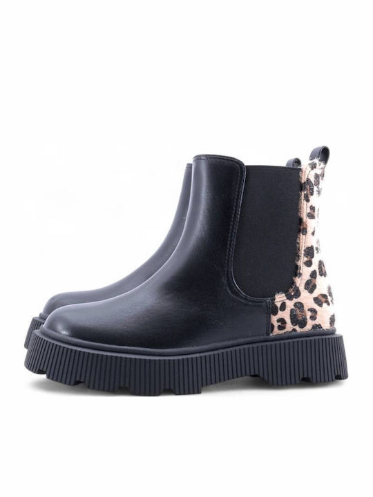 Leather Kids Boots with Zipper Black
