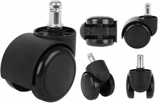 Caster for Office Chair Made of Rubber 5 Pieces Black