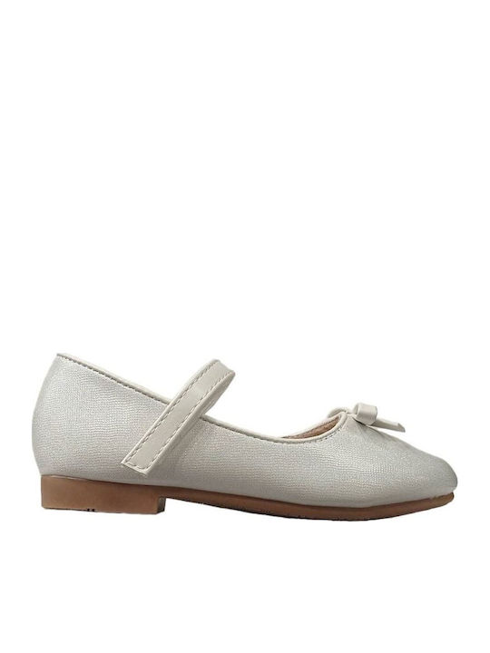 Kids Ballerinas With Hoop & Loop Closure Leather White Athina
