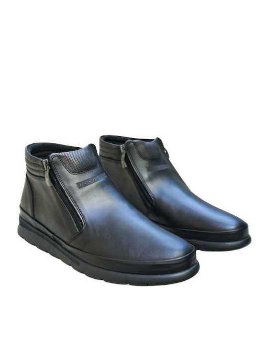 Piele Negru Ghete barbati Anatomic cu fermoar