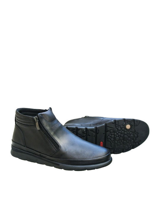 Piele Negru Ghete barbati Anatomic cu fermoar