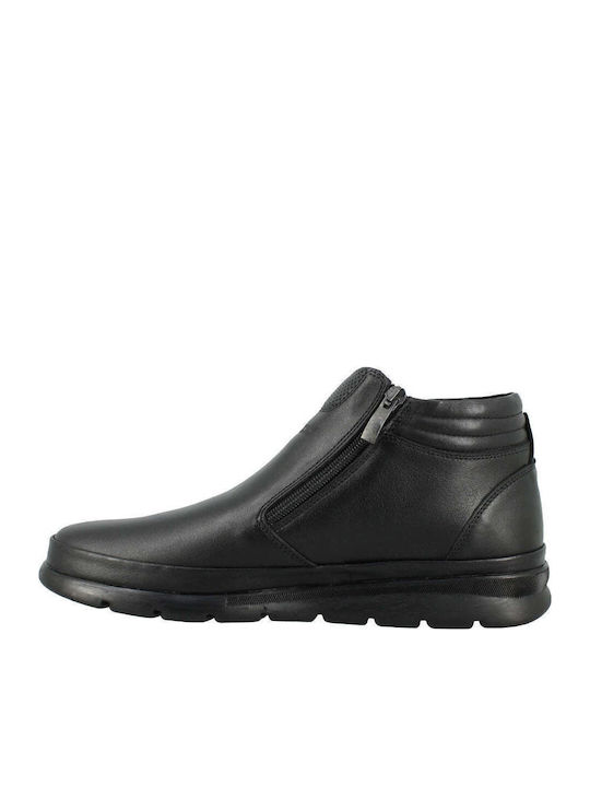 Piele Negru Ghete barbati Anatomic cu fermoar