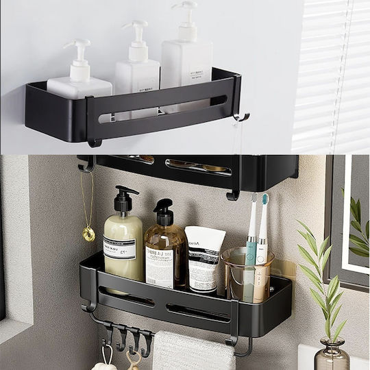 Wandmontiertes Badezimmerregal Metallisch 32x13x6cm Schwarze