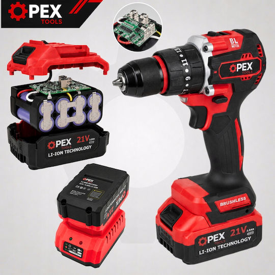 Verk Group Κρουστικό Δραπανοκατσάβιδο Μπαταρίας Brushless 21V 2x3Ah