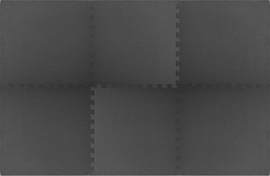vidaXL EVA Gym Floor Puzzle Tatami Mat Black 6pcs 60x60x1cm