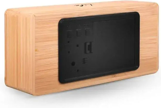 Life Noble Bamboo Tabletop Digital LED Wooden Clock with Alarm Brown 221-0109