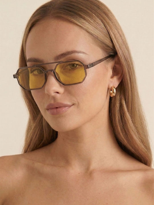 Luigi Unisex Sunglasses With Yellow Metallic Frame And Yellow Lens 4857823