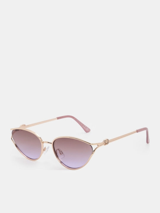 Luigi Women’s Sunglasses With Gold Metallic Frame And Pink Lens
