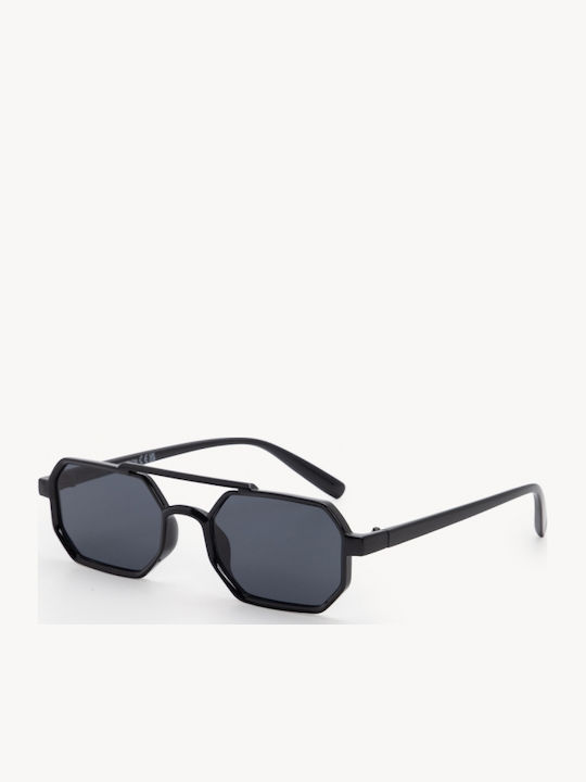 Luigi Unisex Sunglasses with Black Metallic Frame and Black Lens 4857801