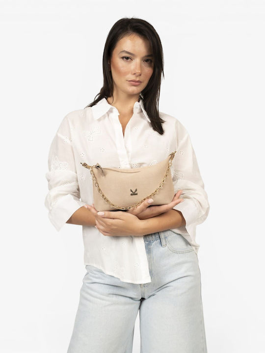 Leather Women's Shoulder Bag Beige