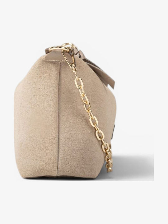 Leather Women's Shoulder Bag Beige