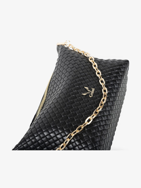 Genuí Leather Damen Schultertasche Schwarz