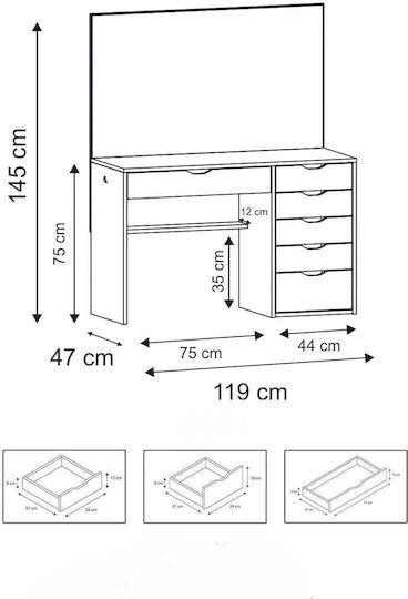 Τουαλέτα Κρεβατοκάμαρας Λευκό 120x47x145εκ.