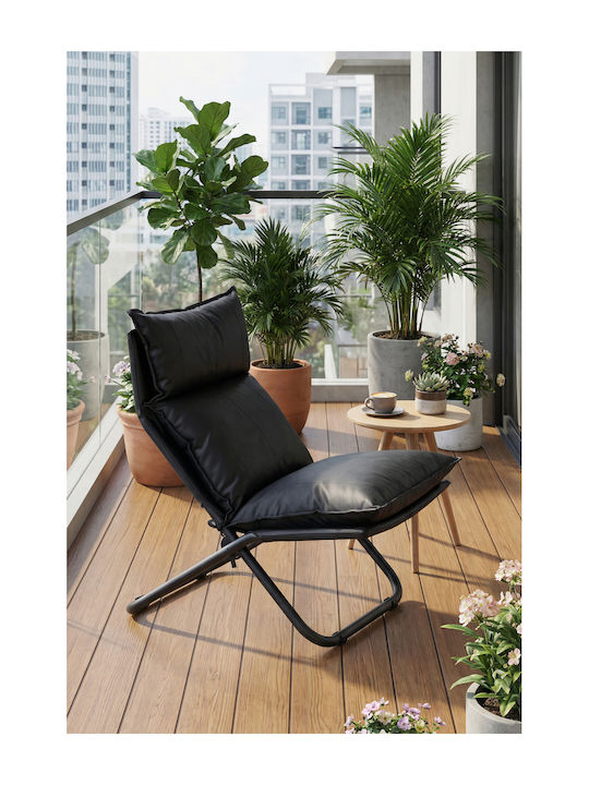 SteweHome Polstersessel aus Künstliches Leder Schwarz 65x100x65cm