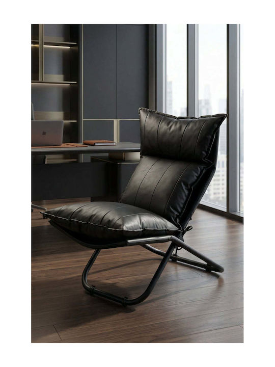 SteweHome Polstersessel aus Künstliches Leder Schwarz 65x100x65cm