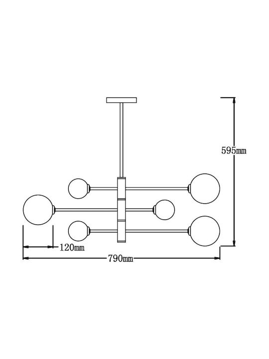 Light Prestige Pendant Light Black with Socket G9 12x60x60cm