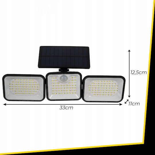Likesmart Lampă Solară de Exterior 180 Led Senzor de Mișcare Pir Senzor de Amurg 3 Moduri de Iluminare Panou Solar 5.5v Ip65 Rezistent la Apă Unghi Reglabil Curte Grădină Alea Terasă 6000-7000k Negru