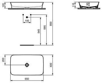 Ideal Standard Ipalyss Einbau Badezimmerwaschbecken aus Porzellan 65x40x12cm Grünes Matt Sage Ideal Standard Ipalyss Einbau Badezimmerwaschbecken aus Porzellan 65x40x12cm Grünes Matt Sage
