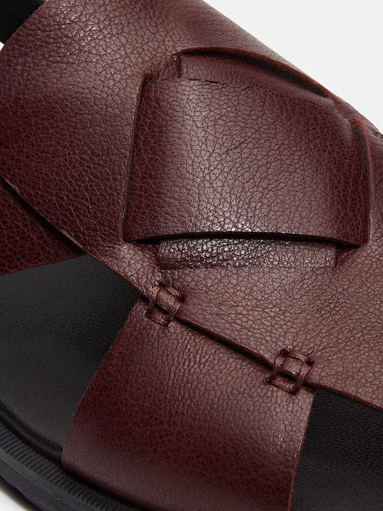 Damen Flache Sandalen Burgundisch