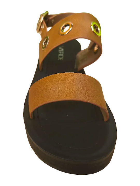 Damen Anatomische Flache Sandalen Tabac Braun