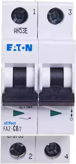 Power Switch 2p C 8a 15ka Ac Faz C8/2 278755