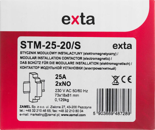 Control Manual Modular Pentru Contactori Instalare 25A 2xNO 230V AC Tip STM-25-20/S EXT10000287