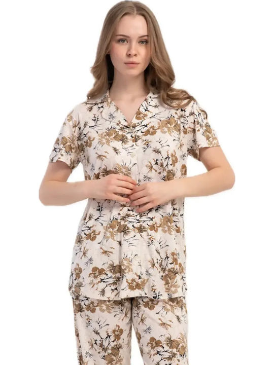 Kezokino Summer Women's Beige Pyjama Set