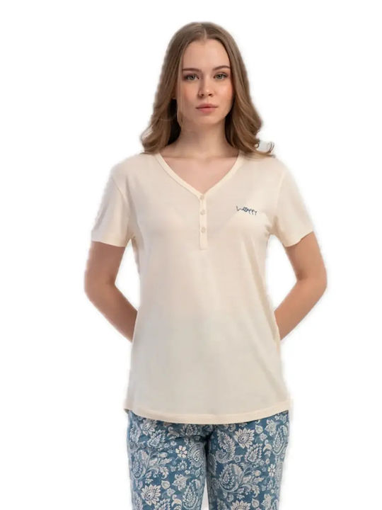 Kezokino Summer Women's Beige Pyjama Set