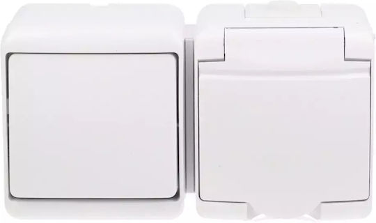 Karlik Single Power Socket Waterproof with Lid White