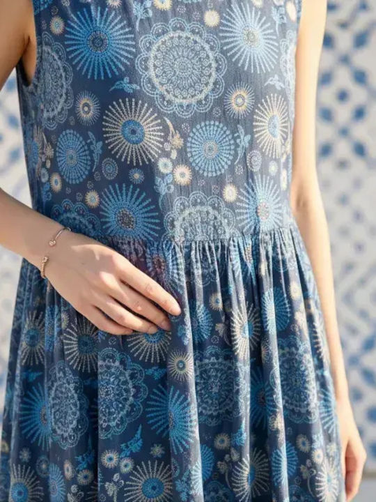 Sommer Midi Damenkleid Blau