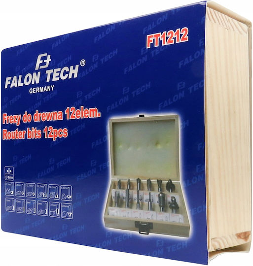 Falon Tech 12-piece Wood Router Bit Set Bearings 8mm Shank