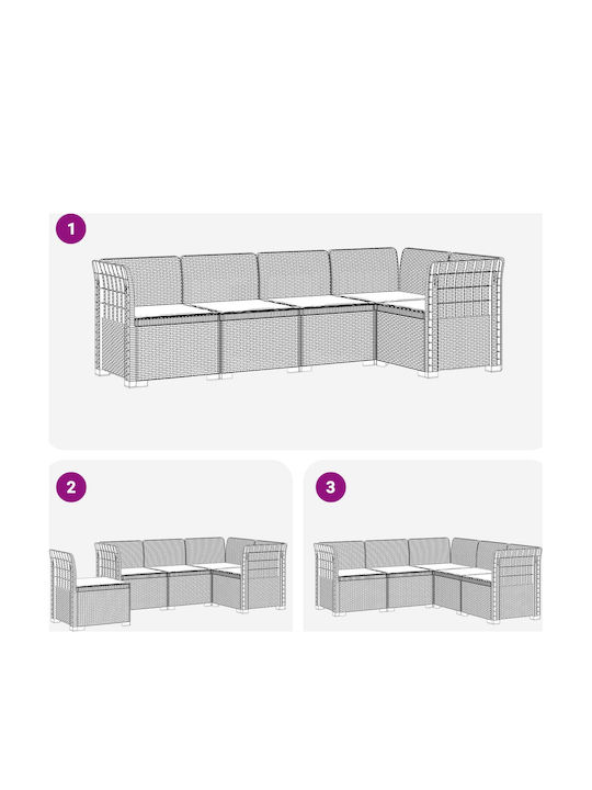Outdoor Corner Sofa Made of Polypropylene with Cushions