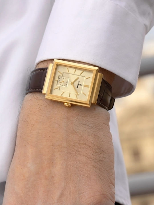 Festina Ceas bărbătesc 29mm cu baterie și curea din piele argintie