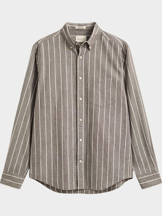 Short Sleeve Shirt in Regular Fit Striped Brown