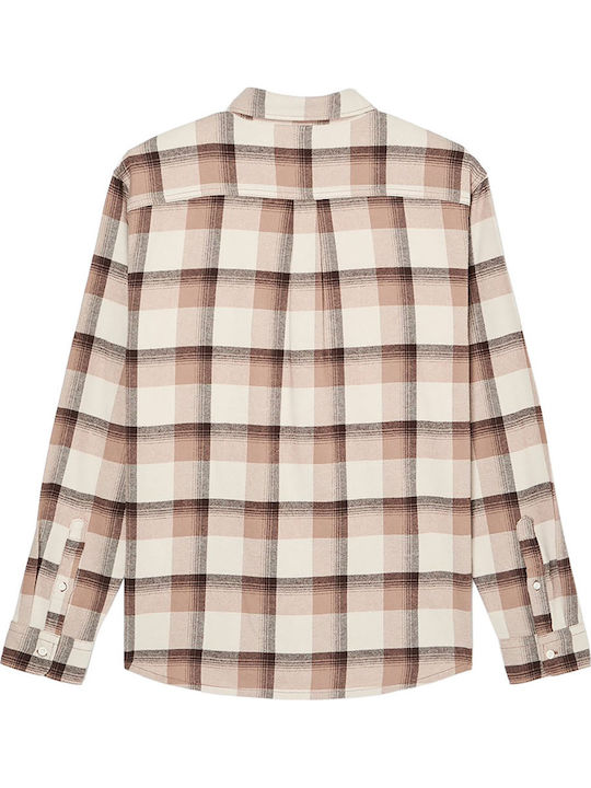 Motherfly Long Sleeve Flannel Shirt in Regular Fit Checked Plaid