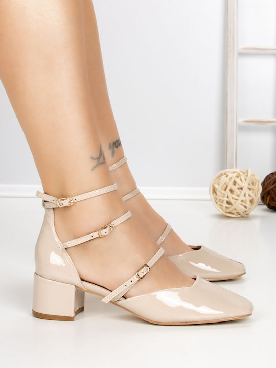 Pumps mit Chunky Absatzdicke Beigen S-3249_Beige_BUONAROTTI