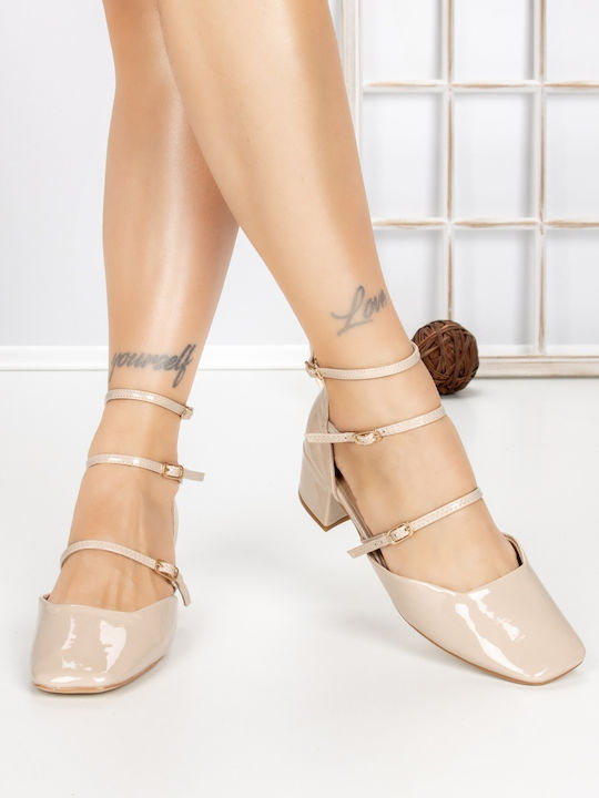 Pumps mit Chunky Absatzdicke Beigen S-3249_Beige_BUONAROTTI