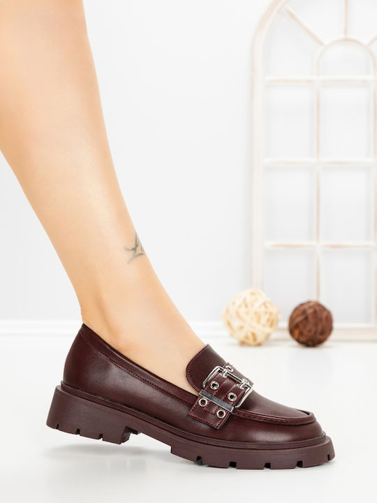 Damen Mokassins in Burgundisch Farbe