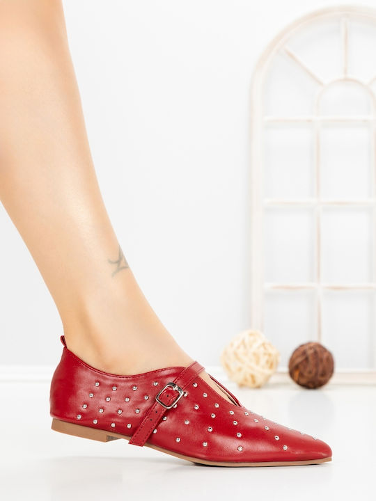 Leather Women's Moccasins In Red Colour